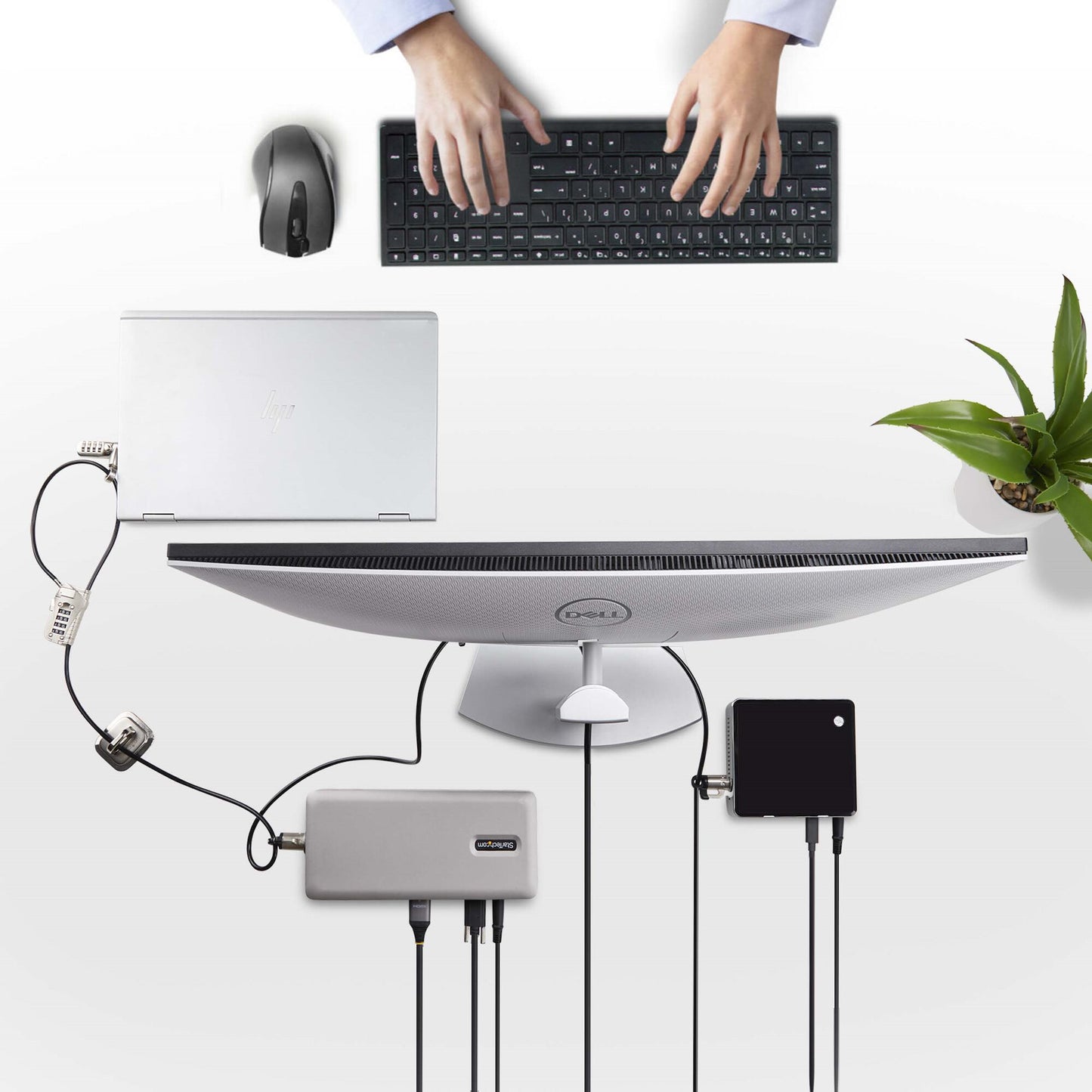 StarTech.com Laptop/Desktop & Peripheral Lock Kit, Theft-Deterring Security Lock, K-Slot, 10ft (3m) Steel Cable, 3x Devices, User-Resettable 4-Digit Lock - TAA