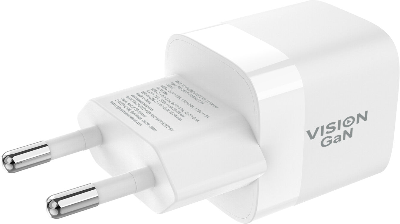 Vision TC-PUSBEU/30 mobile device charger Laptop, Smartphone, Tablet White AC Fast charging Indoor