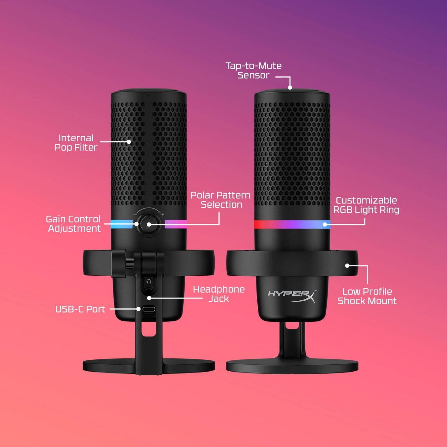 HyperX DuoCast - USB Microphone (Black) - RGB Lighting