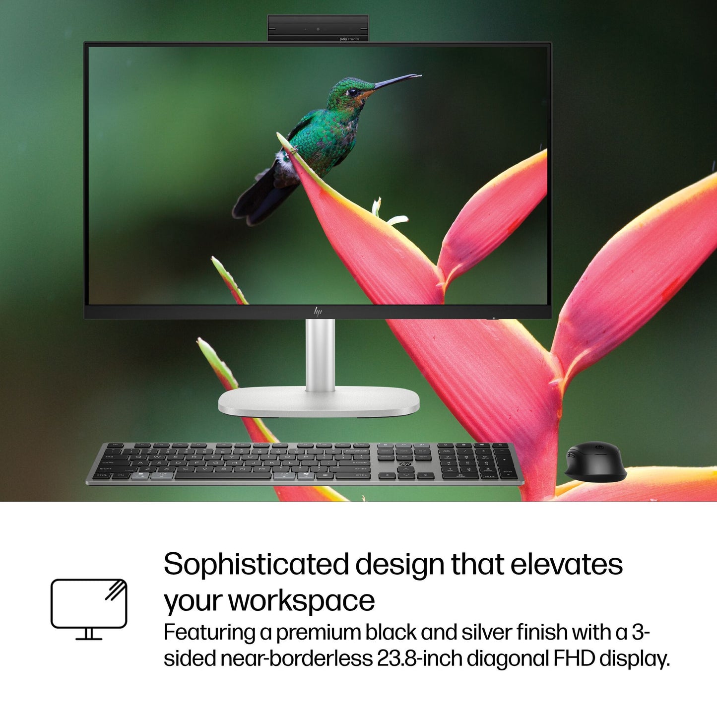 HP EliteStudio 8 All-in-One G1i 23.8 inch Desktop AI PC Intel Core Ultra 5 60.5 cm (23.8") 1920 x 1080 pixels 16 GB DDR5-SDRAM Windows 11 Pro Wi-Fi 7 (802.11be) Silver
