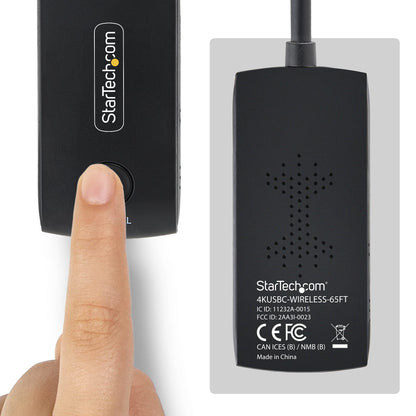 StarTech.com Wireless USB-C to HDMI Extender for Meeting Rooms and Huddle Spaces, 4K 60Hz, 65ft Range, USB Powered, Plug-and-Play Transmitter and Receiver Kit