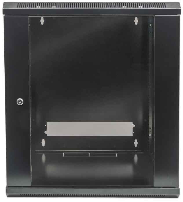 Intellinet Network Cabinet, Wall Mount (Standard), 15U, Usable Depth 410mm/Width 510mm, Black, Flatpack, Max 60kg, Metal & Glass Door, Back Panel, Removeable Sides,Suitable also for use on desk or floor, 19",Parts for wall install (eg screws/rawl plugs) n