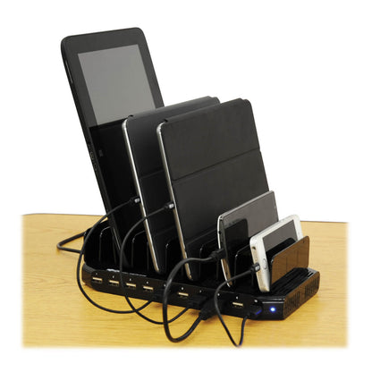 Tripp Lite U280-010-ST-CEE 10-Port USB Charging Station with Adjustable Storage, 12V 8A (96W) USB Charger Output, Schuko Power Cord