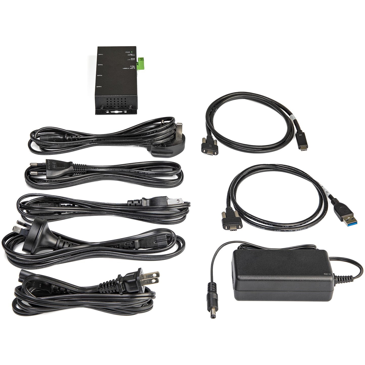 StarTech.com 4 Port USB C Hub 10Gbps - Metal Industrial USB-C Hub - 2x USB-C & 2x USB-A - ESD Surge Protection - USB-C or USB-A Host - Self-Powered Mountable USB 3.2 Gen 2 Type-C Hub