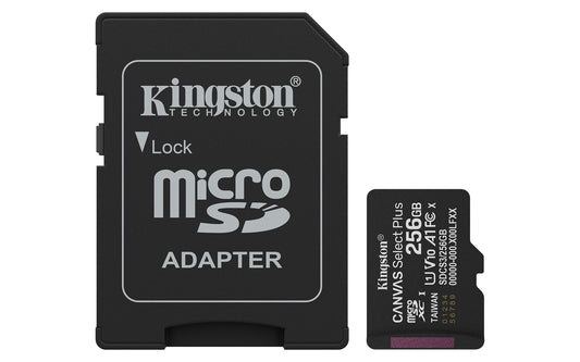 Kingston Technology 256GB microSDXC Canvas Select Plus Gen 3 150MB/s A1 Card + Adapter, Class 10
