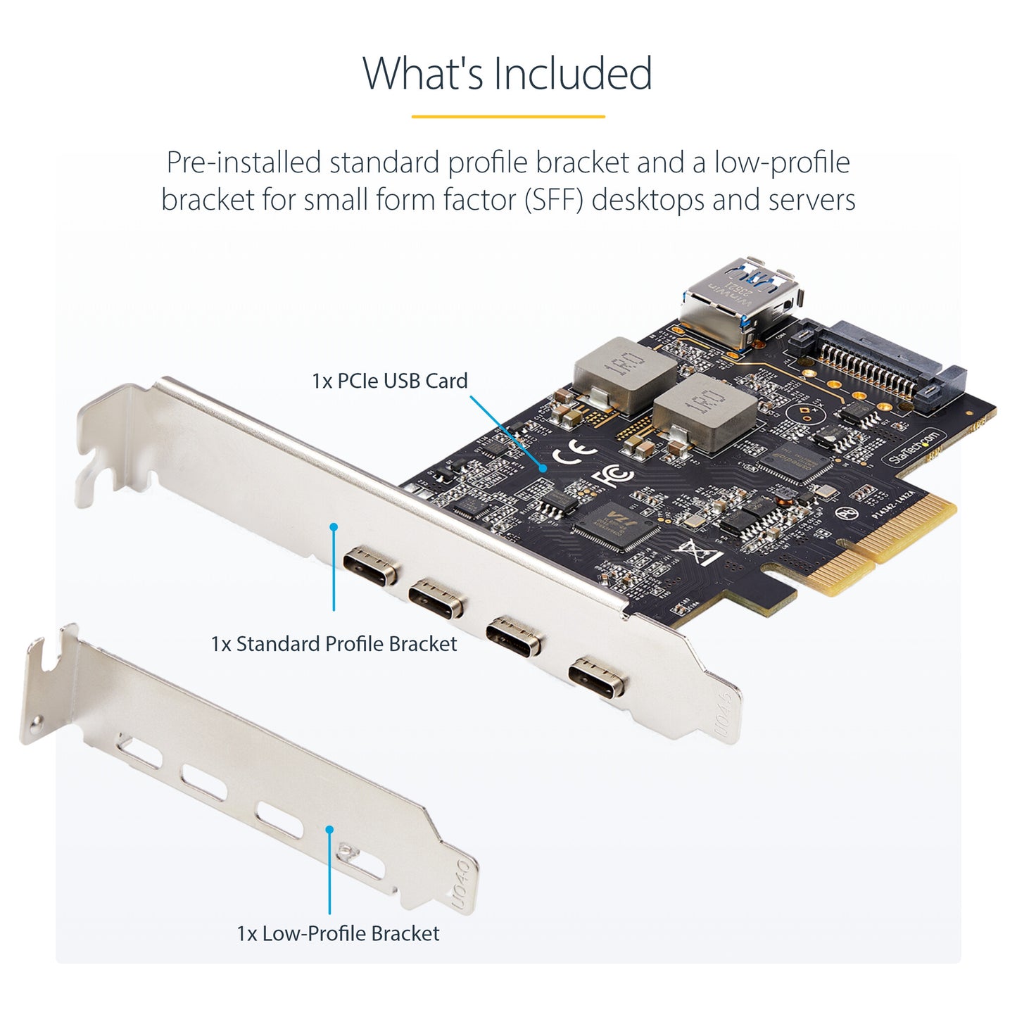 StarTech.com 5-Port USB PCIe Card, USB 3.2 10Gbps, PCI Express Card with 4x USB-C Ports, 1x USB-A Internal Port, USB PCIe Controller Card, Windows/macOS/Linux