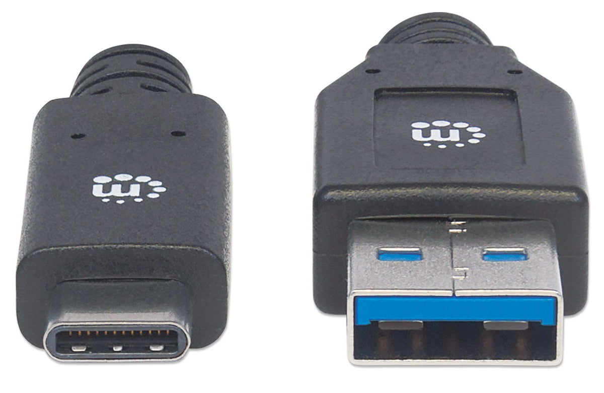 Manhattan USB-C to USB-A Cable, 3m, USB 3.0 (aka USB 3.2 Gen 1), 5 Gbps, 3A Fast Charging, SuperSpeed USB, Black, Lifetime Warranty