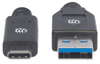 Manhattan USB-C to USB-A Cable, 3m, USB 3.0 (aka USB 3.2 Gen 1), 5 Gbps, 3A Fast Charging, SuperSpeed USB, Black, Lifetime Warranty