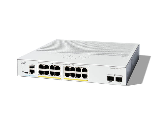 Cisco Catalyst 1200-16P-2G Smart Switch, 16 Port GE, PoE, 2x1GE SFP, Limited Lifetime Protection (C1200-16P-2G)