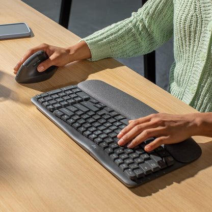 Logitech Wave Keys and Lift Combo keyboard Mouse included Universal Bluetooth QWERTZ German Graphite