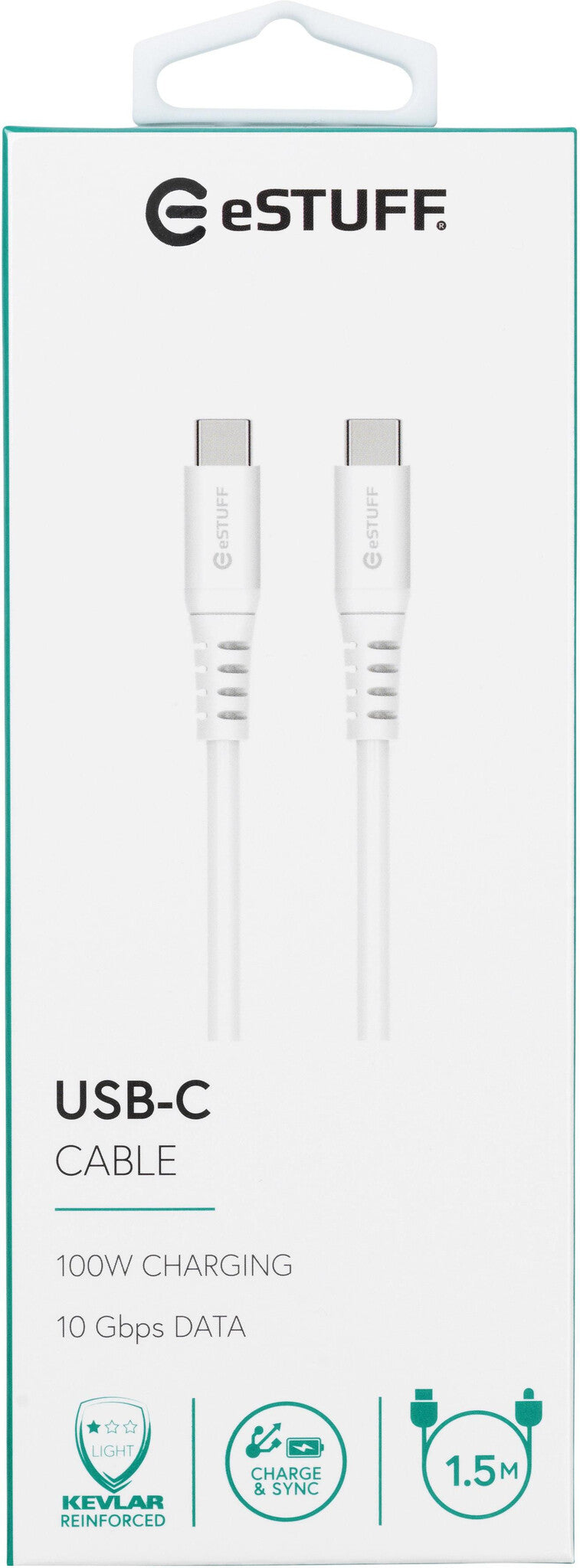 eSTUFF ES604102 USB cable USB 3.2 Gen 2 (3.1 Gen 2) 1.5 m USB C White