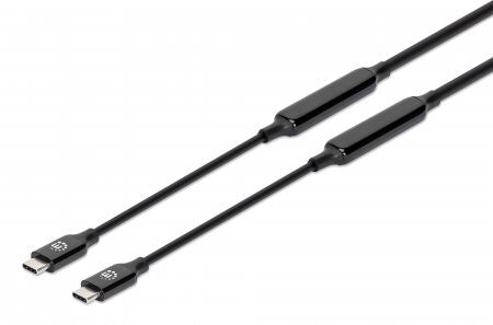 Manhattan USB-C to USB-C Cable, 5m, Active, Male to Male, Black, 10 Gbps (USB 3.2 Gen2 aka USB 3.1), 3A (fast charging), SuperSpeed+ USB, Lifetime Warranty