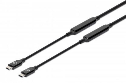 Manhattan USB-C to USB-C Cable, 5m, Active, Male to Male, Black, 10 Gbps (USB 3.2 Gen2 aka USB 3.1), 3A (fast charging), SuperSpeed+ USB, Lifetime Warranty