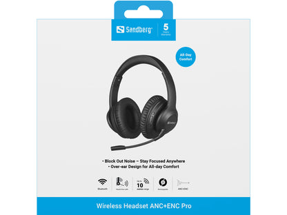 Sandberg Wireless Headset ANC+ENC Pro