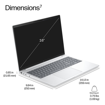 HP EliteBook 8 G2i 16 inch Notebook Next Gen AI PC Wolf Pro Security Edition Copilot+ PC Intel Core Ultra 7 365 Laptop 40.6 cm (16") WUXGA 32 GB LPDDR5x-SDRAM 512 GB SSD Wi-Fi 7 (802.11be) Windows 11 Pro Silver