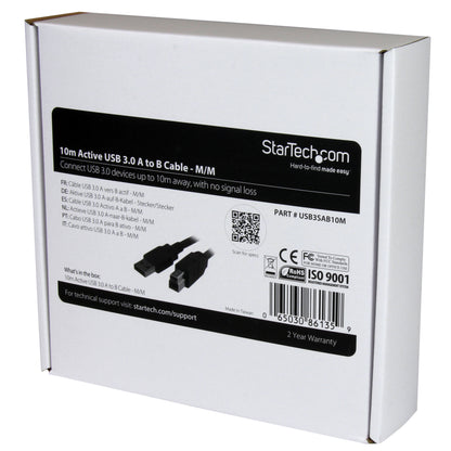 StarTech.com 10m (33ft) Active USB 3.0 (5Gbps) USB-A to USB-B Cable - M/M