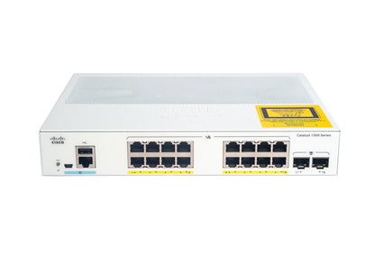 Cisco Catalyst 1000-16P-E-2G-L Network Switch, 16 Gigabit Ethernet PoE+ Ports, 120W PoE Budget, two 1 G SFP Uplink Ports, Fanless Operation, Enhanced Limited Lifetime Warranty (C1000-16P-E-2G-L)