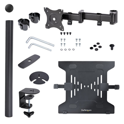 StarTech.com Laptop Desk Mount - Monitor and Laptop Mount - Displays up to 34" (17.6lb/8kg) & Laptops (4.5kg/9.9lb) - Articulating VESA Laptop Tray Arm - Clamp / Grommet Mount