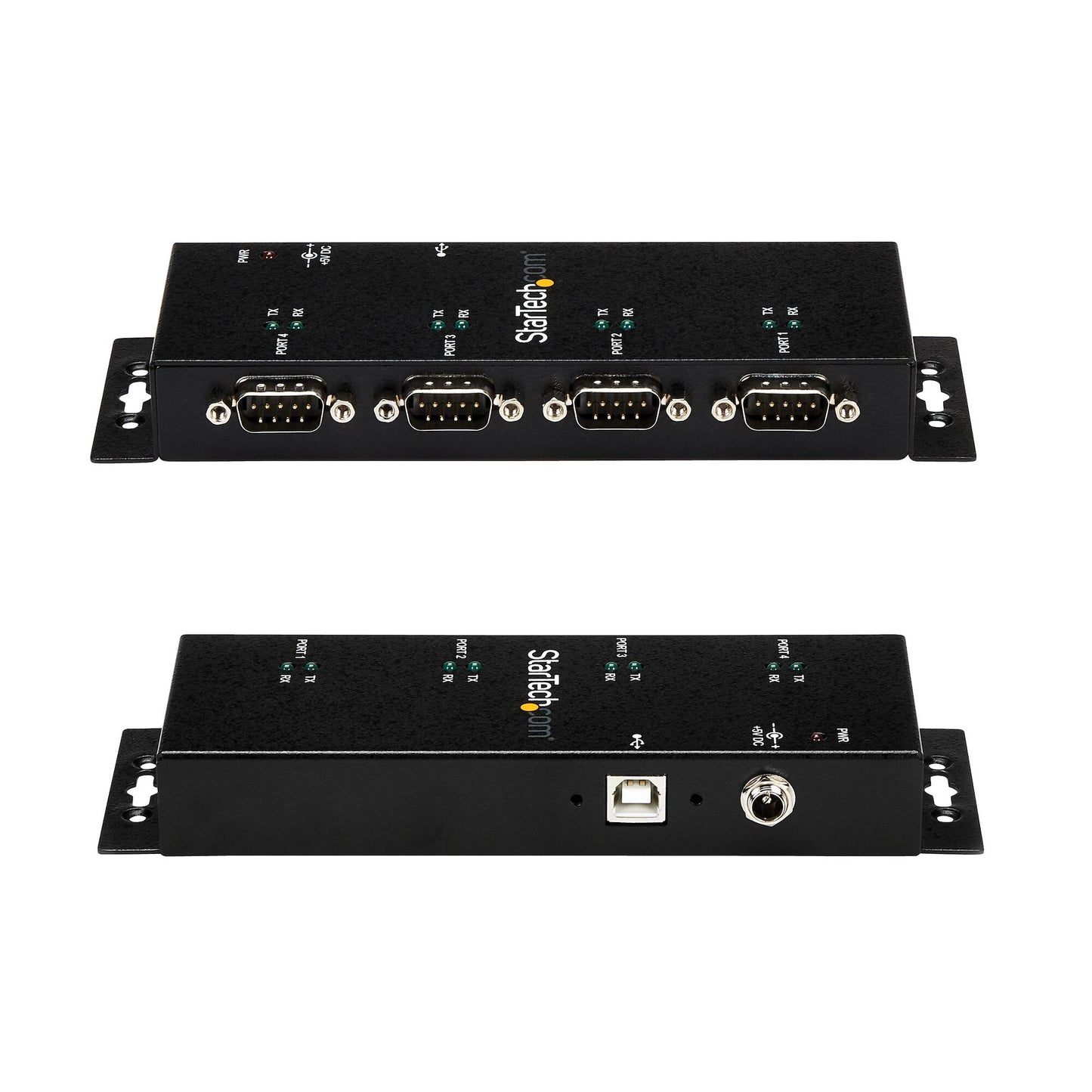 StarTech.com 4 Port USB to DB9 RS232 Serial Adapter Hub – Industrial DIN Rail and Wall Mountable