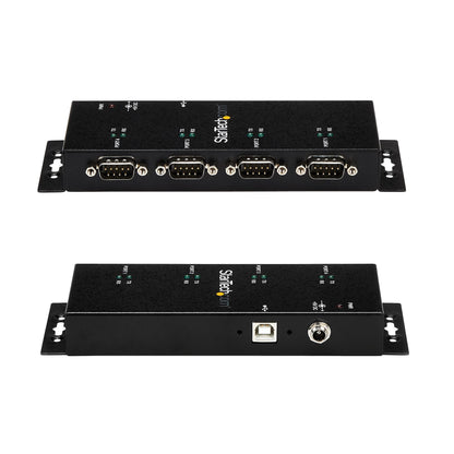 StarTech.com 4 Port USB to DB9 RS232 Serial Adapter Hub – Industrial DIN Rail and Wall Mountable