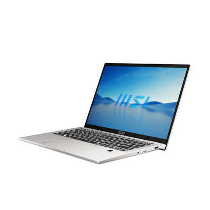 MSI Prestige 14 Evo B13M-244UK Intel® Core™ i5 i5-13500H Laptop 35.6 cm (14") Full HD+ 16 GB LPDDR5-SDRAM 512 GB SSD Wi-Fi 6E (802.11ax) Windows 11 Home Silver