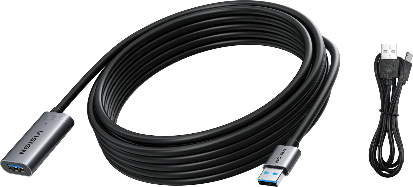 Vision TC 5MUSB3.0EXT+/BL USB cable USB 3.2 Gen 1 (3.1 Gen 1) 5 m USB A Black, Silver