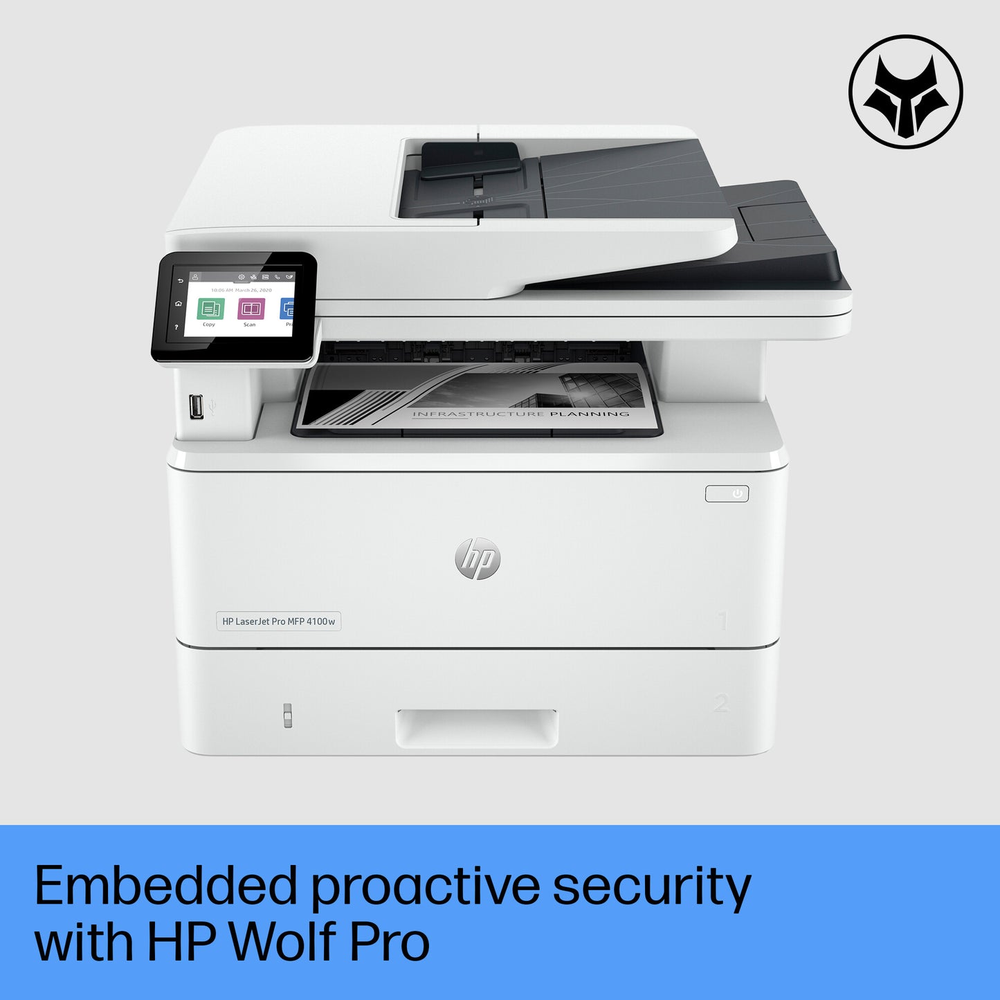 HP LaserJet Pro 4102fdw Wireless Multifunction Black and white Printer, Copier, Scanner; Duplex