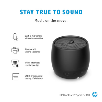 HP Black Bluetooth Speaker 360