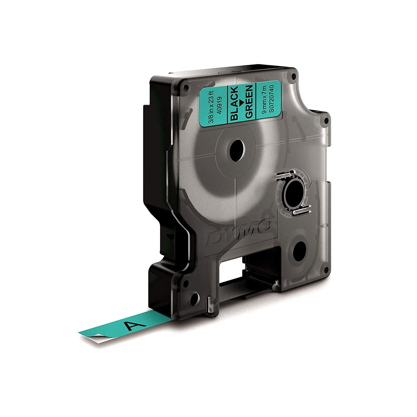 DYMO Authentic D1 Labels | Black Print on Green Tape | 9 mm x 7 m | Self-Adhesive Labels for LabelManager Label Makers | Made in Europe