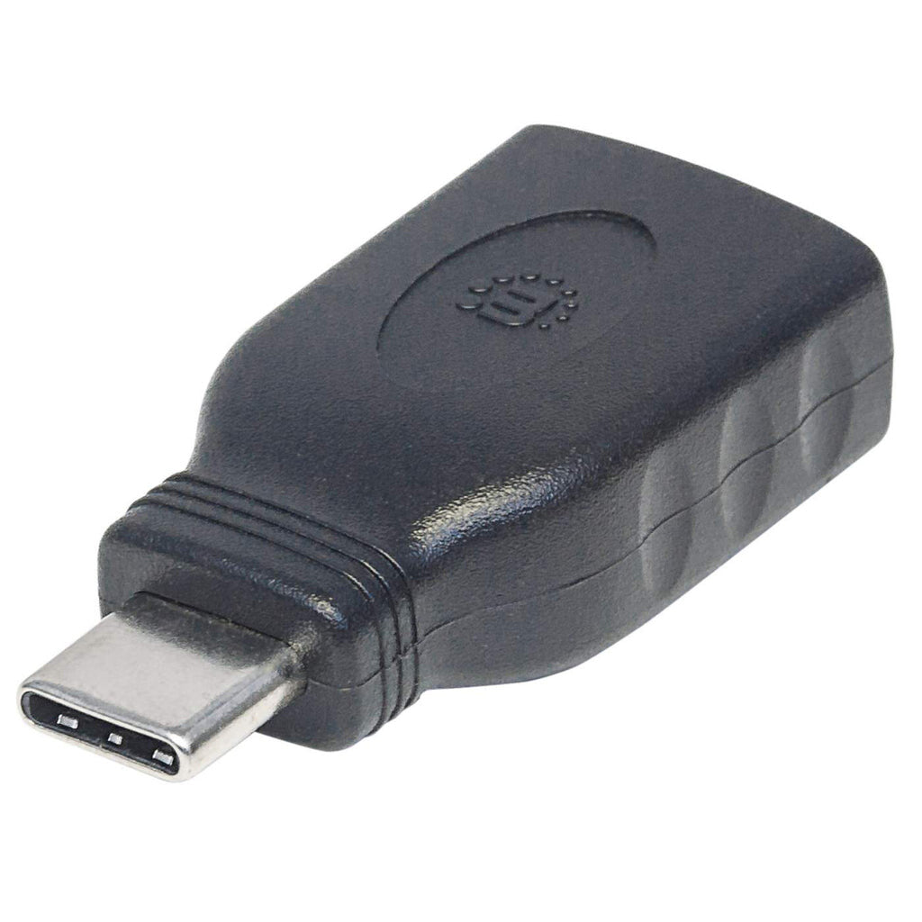 Manhattan USB-C Male to USB-A Female Adapter, USB 3.0 (aka USB 3.2 Gen 1), 5 Gbps, SuperSpeed USB, Black, Lifetime Warranty, Equivalent to USB31CAADG