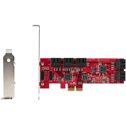 StarTech.com SATA PCIe Card - 10 Port PCIe SATA Expansion Card - 6Gbps - Low/Full Profile - Stacked SATA Connectors - ASM1062 Non-Raid - PCI Express to SATA Converter/Adapter