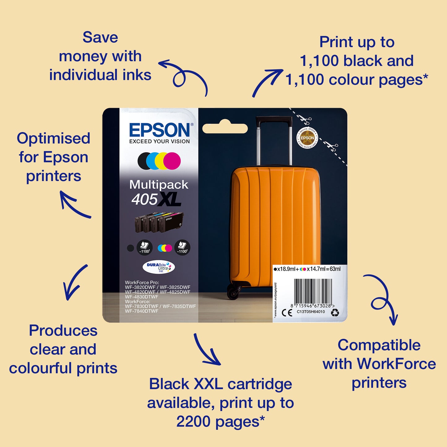 Epson Singlepack Black 405XL DURABrite Ultra Ink