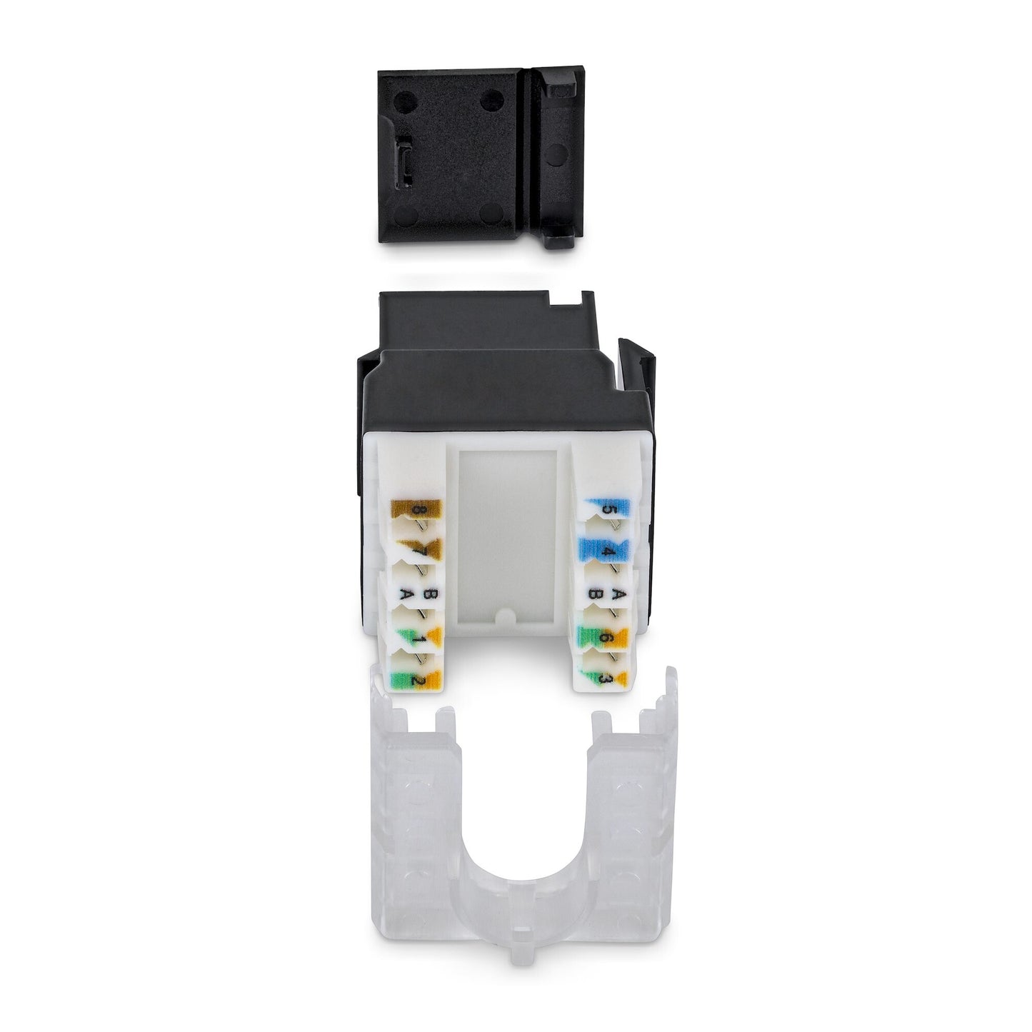 StarTech.com Cat6 Keystone Jack, 24-Pack RJ45 Ethernet Keystone Jacks, UTP Cat6 Wall Jack, 180-Degree 110 Punch Down, Black