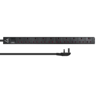 Lanview LVR-3MUK-SPD-UK10 power distribution unit (PDU) 8 AC outlet(s) 1U Black