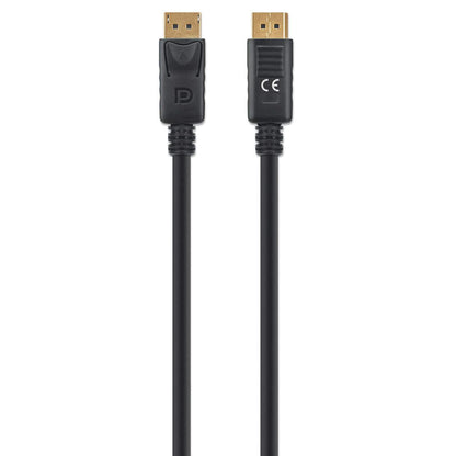 Manhattan DisplayPort 1.4 Cable, 8K@60hz, 3m, Suitable for ALL 8K, 4K & 1080p/HD uses - when upgrading now or have it ready for when you need it, PVC Cable, Male to Male, With Latches, Fully Shielded, Black, Lifetime Warranty, Equivalent to DP14MM3M