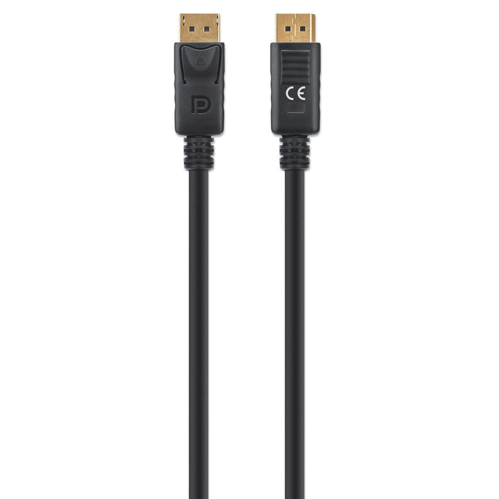 Manhattan DisplayPort 1.4 Cable, 8K@60hz, 3m, PVC Cable, Male to Male, Equivalent to DP14MM3M, With Latches, Fully Shielded, Black, Lifetime Warranty, Polybag