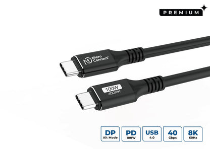 Microconnect USB4CC1.5 USB cable USB4 Gen 3x2 1.5 m USB C 100 W Black