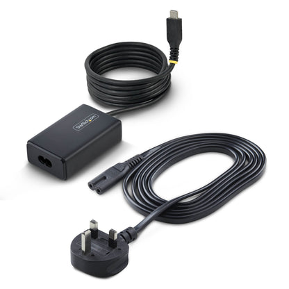 StarTech.com 65W USB-C Laptop Charger, 1.5m Tethered USB-C Cable, Power Adapter Brick for Dell, XPS, HP ProBook, MacBook Pro, Microsoft Surface Pro