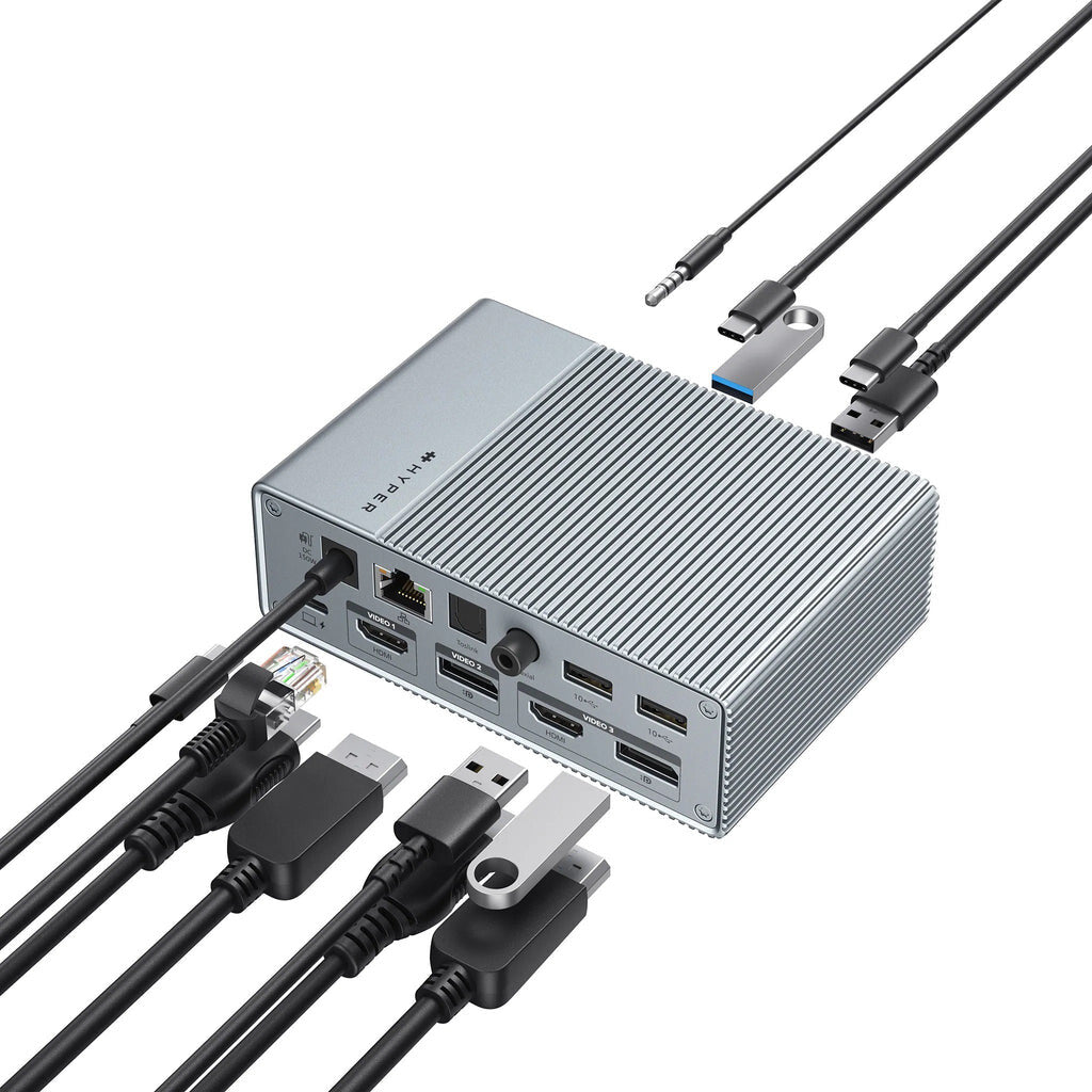 HYPER HDG215-EU laptop dock/port replicator Wired USB 3.2 Gen 1 (3.1 Gen 1) Type-C Silver