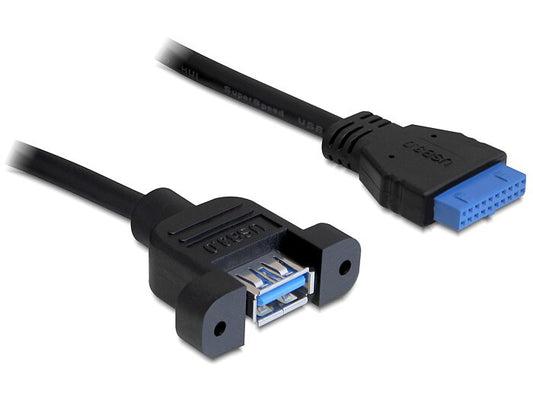 DeLOCK 0.5m USB 3.0 F/F USB cable USB A IDC Black