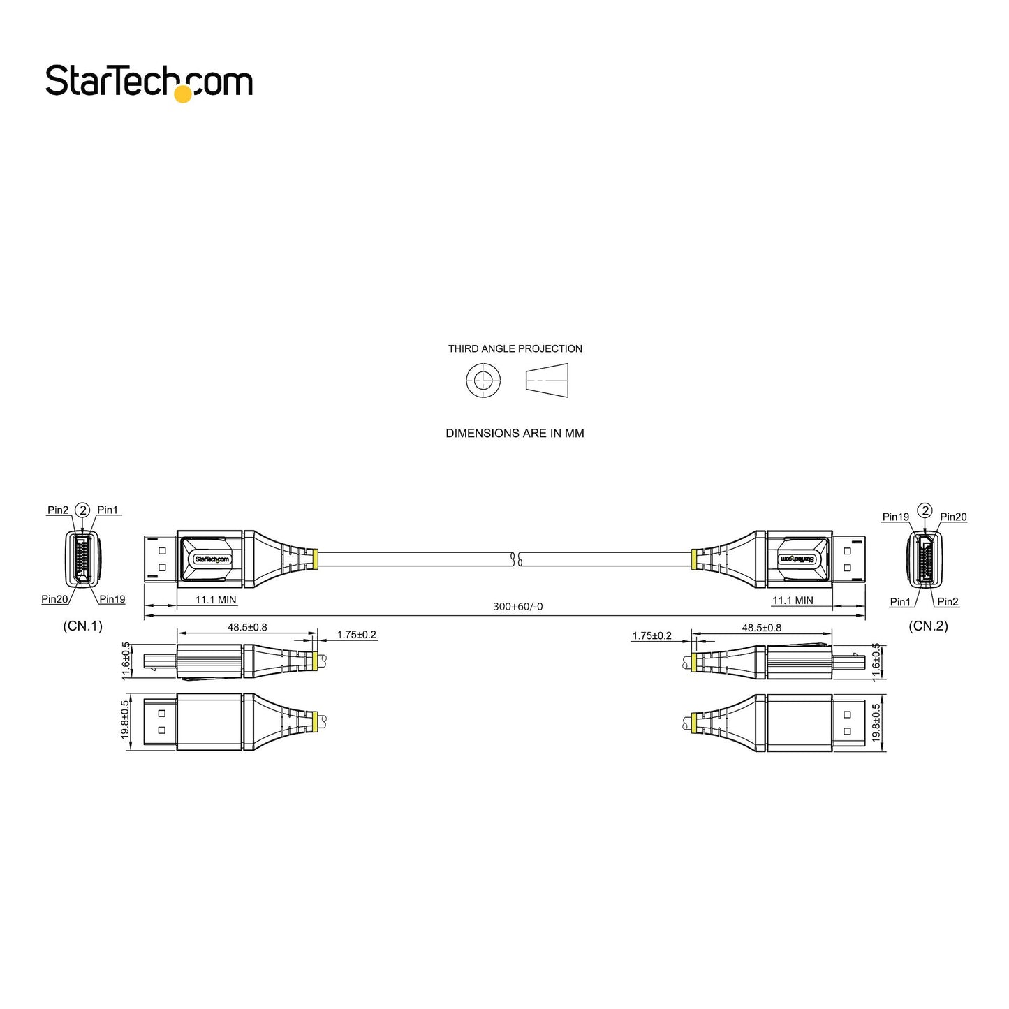 StarTech.com 1ft (30cm) DisplayPort 1.4 Cable - 8K 60Hz HDR10 - Ultra HD 4K 120Hz Video - DP 1.4 Cable / Cord - For Monitors/Displays - DisplayPort to DisplayPort Cable - M/M