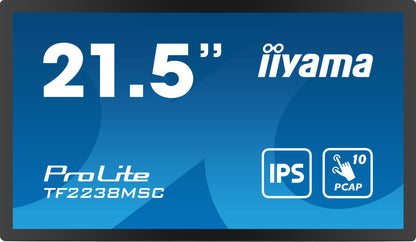iiyama TF2238MSC-B1 computer monitor 53.3 cm (21") 1920 x 1080 pixels Full HD LED Touchscreen Black