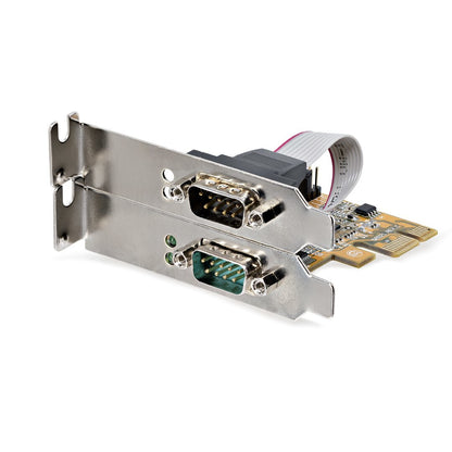 StarTech.com 2-Port PCI Express Serial Interface Card, Dual Port PCIe to RS232 (DB9) Serial Card, 16C1050 UART, Low/Full Profile Brackets, COM Retention, For Windows/Linux
