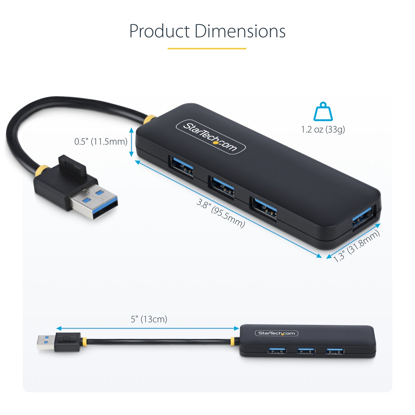 StarTech.com 4-Port USB-A Hub, 5Gbps, Bus Powered, Small Travel Mini USB Hub, Multi-Port USB 3.0 Splitter, Portable USB Hub, Overcurrent Protection (OCP)