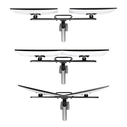 StarTech.com Desk Mount Dual Monitor Arm with Crossbar, Up To 27" Displays, VESA 75x75/100x100, Max 33lb/15kg, C-Clamp, Fully Articulating, Mechanical Spring, TAA
