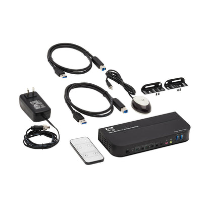 Tripp Lite B005-DPUA2-K 2-Port DisplayPort/USB KVM Switch - 4K 60 Hz, HDR, HDCP 2.2, IR, DP 1.4, USB Sharing, USB 3.0 Cables