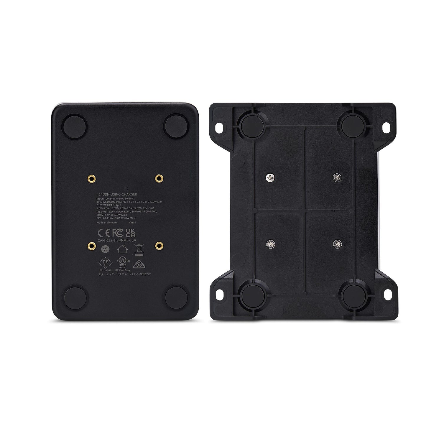 StarTech.com 4-Port Multi-Device USB-C Charger, 240W Total, Single Port 140W EPR, PD 3.1, Screw Locking Ports, Boardrooms, Bracket incl. for Surface Mounting