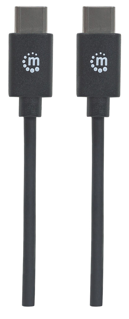 Manhattan USB-C to USB-C Cable, 2m, USB 2.0, 480 Mbps, 3A Fast Charging, Hi-Speed USB, Black, Lifetime Warranty, Equivalent to USB2CC2M