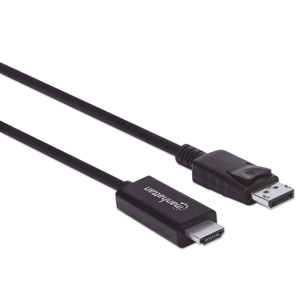 Manhattan DisplayPort 1.2 to HDMI Cable, 4K@60Hz, 3m, Male to Male, DP With Latch, Black, Not Bi-Directional, Three Year Warranty, Polybag