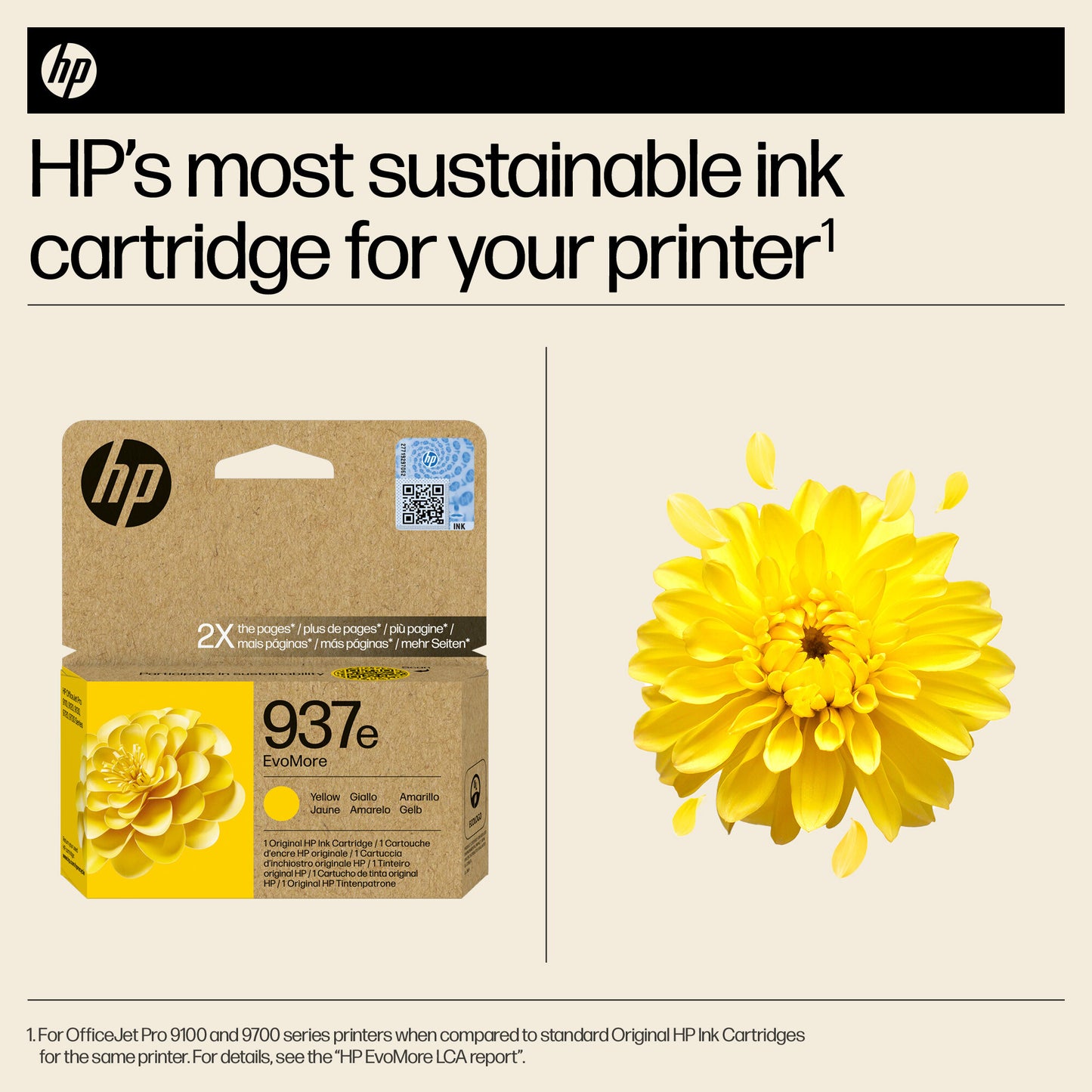 HP 937e EvoMore Yellow Original Ink Cartridge